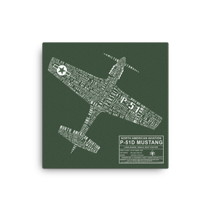 P-51 Mustang Aircraft Typography Art