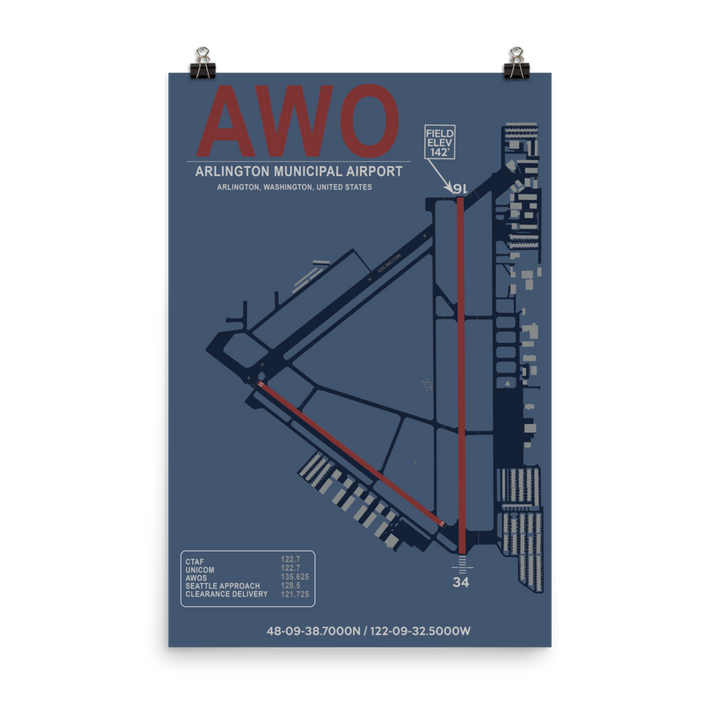 AWO Arlington Municipal Airport Layout Art