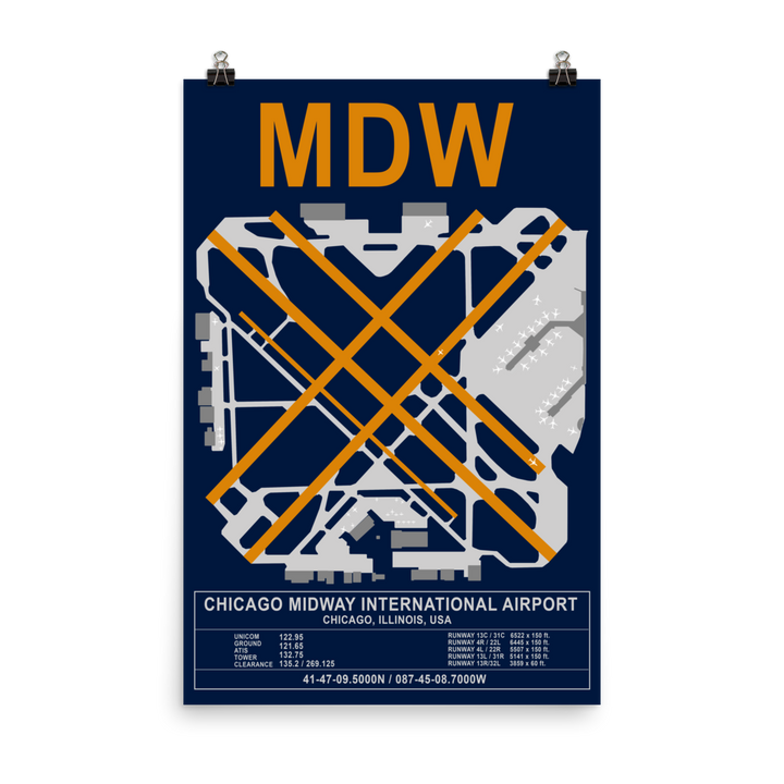 MDW Chicago Midway International Airport Layout Art