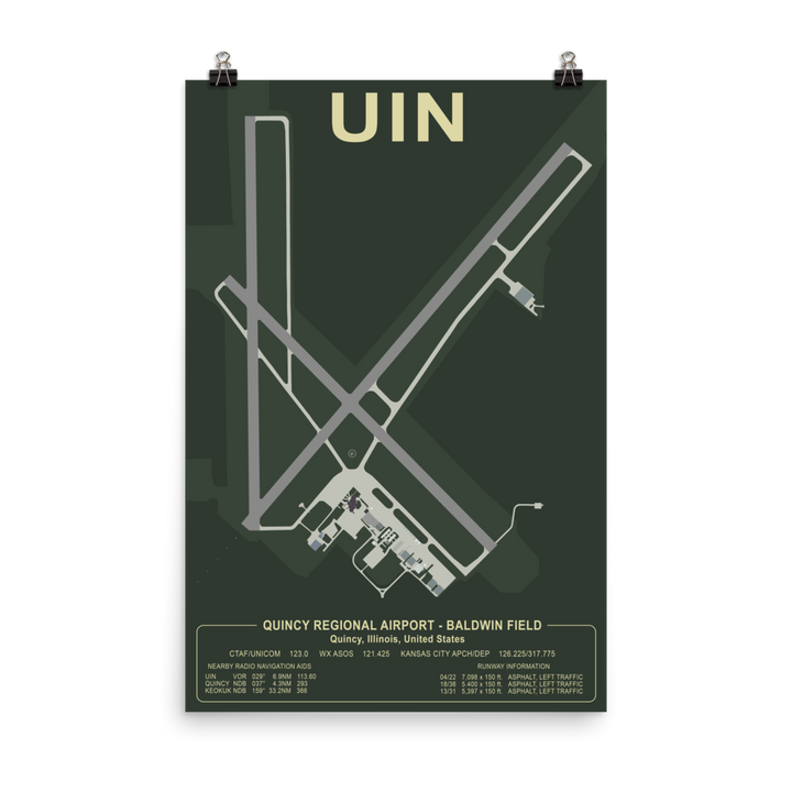 UIN Quincy Regional Airport - Baldwin Field Airport Layout Art