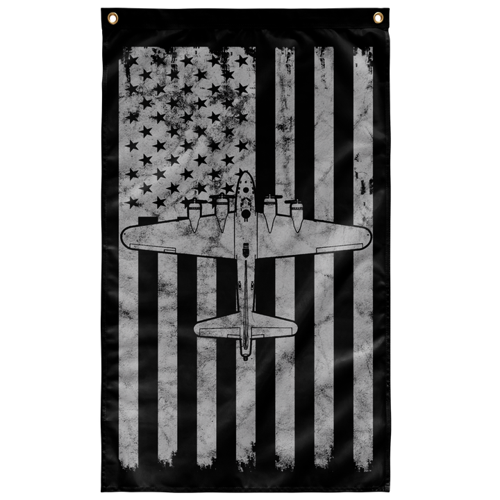 B-17 FLYING FORTRESS VINTAGE FLAG - 36" X 60" NAVY BLUE