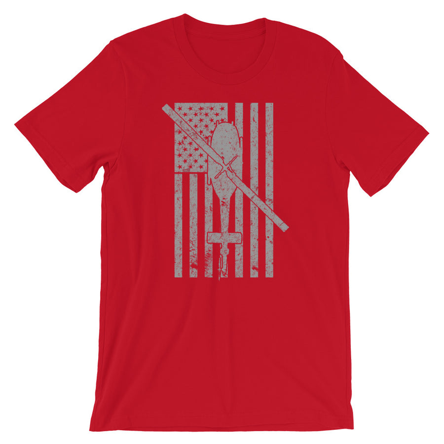 UH-1 Huey Helicopter Vintage Flag Tee