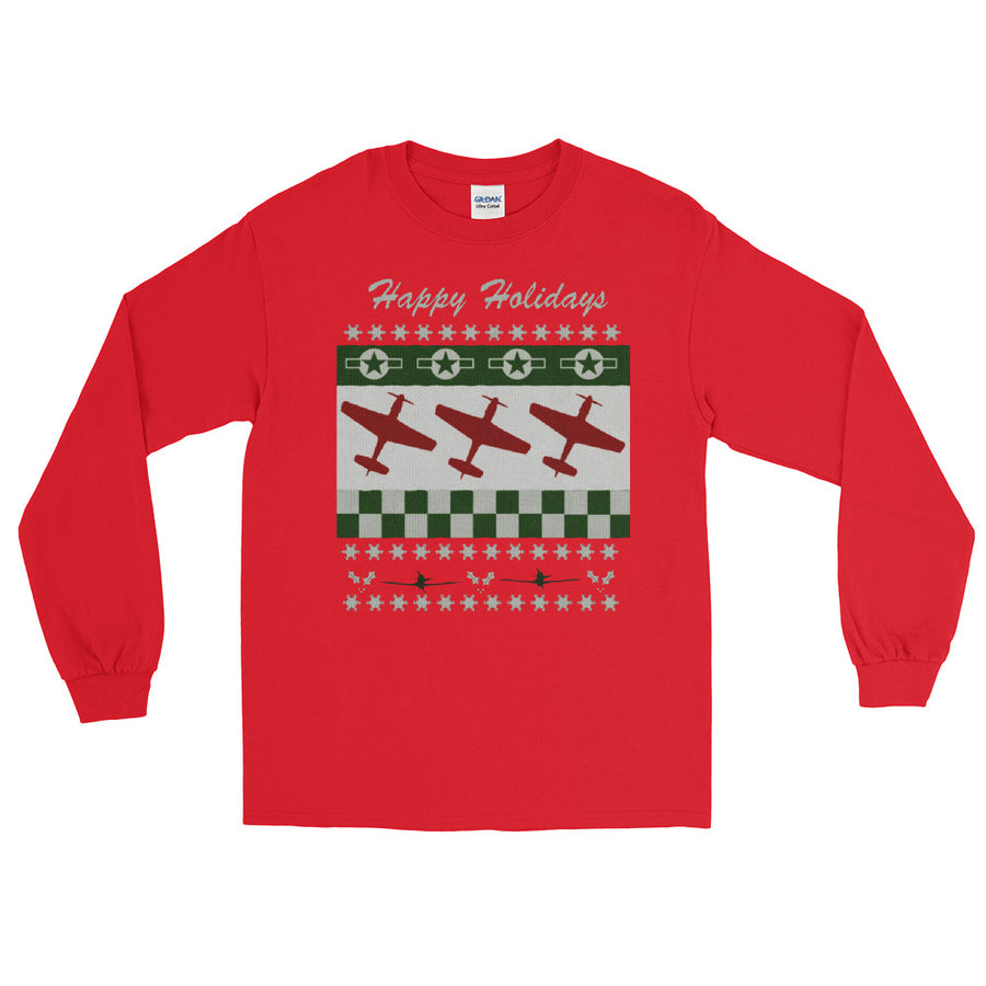 P-51 Mustang "Ugly Christmas Sweater" Style Long-Sleeve T-shirt