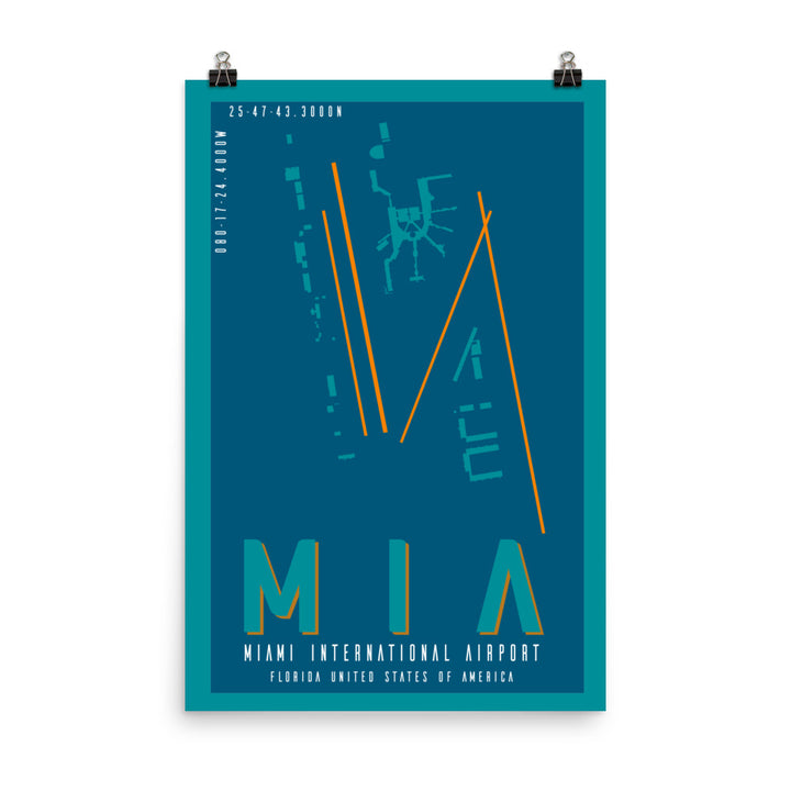 MIA Miami Int'l Minimalist Airport Art Poster