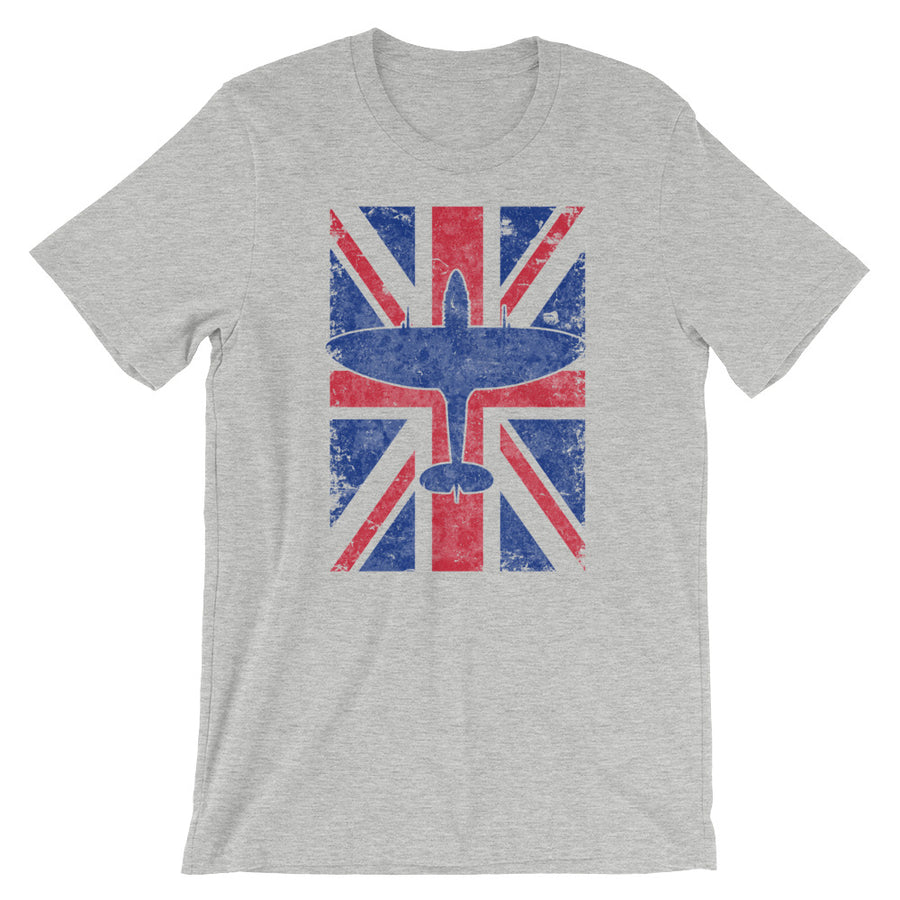 Supermarine Spitfire WWII Fighter Union Jack Vintage Flag Tee