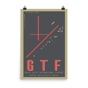 GTF Great Falls Int'l Minimalist Airport Art Poster