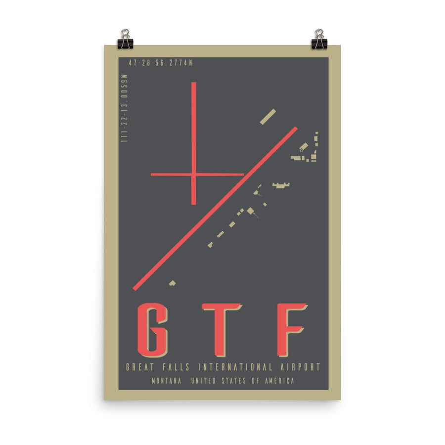 GTF Great Falls Int'l Minimalist Airport Art Poster