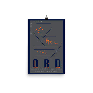 ORD Chicago O'Hare Int'l Minimalist Airport Art Poster