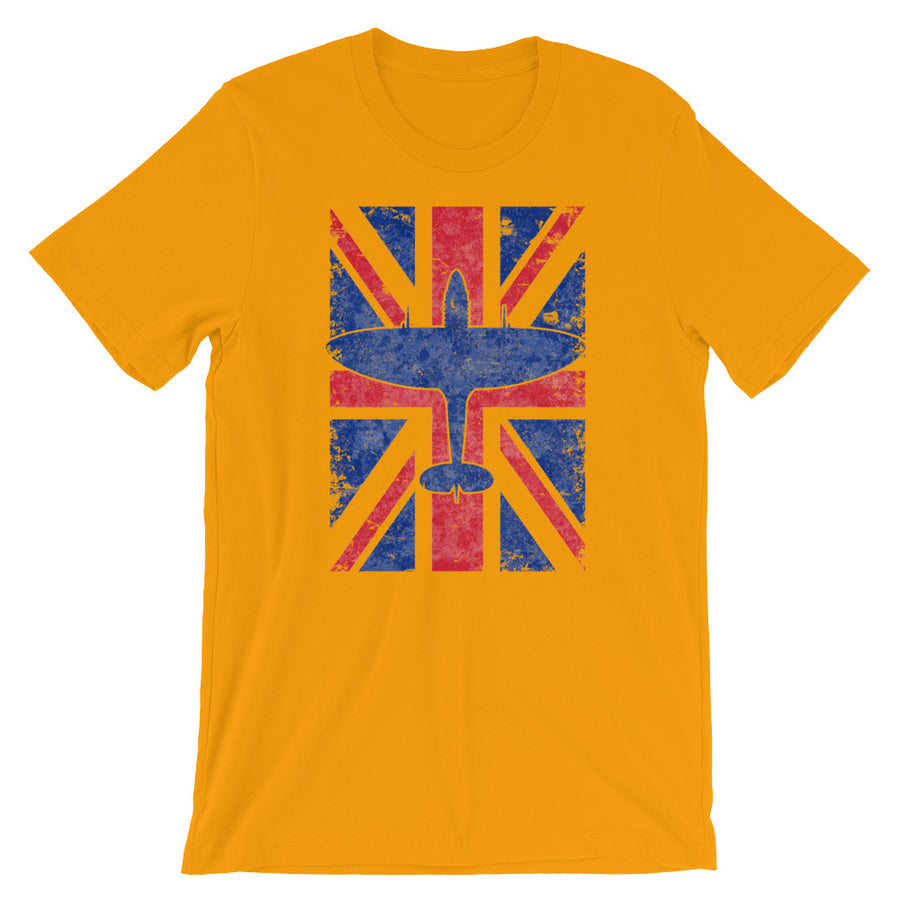 Supermarine Spitfire WWII Fighter Union Jack Vintage Flag Tee