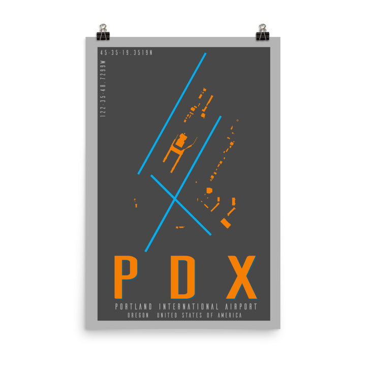 PDX Portland Int'l Minimalist Airport Art Poster