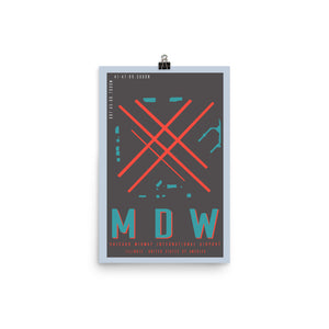 MDW Chicago Midway Int'l Minimalist Airport Art Poster