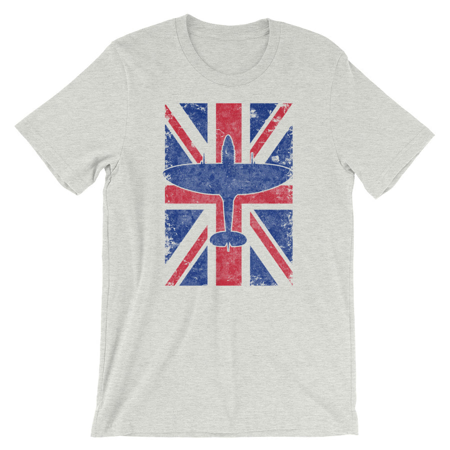 Supermarine Spitfire WWII Fighter Union Jack Vintage Flag Tee