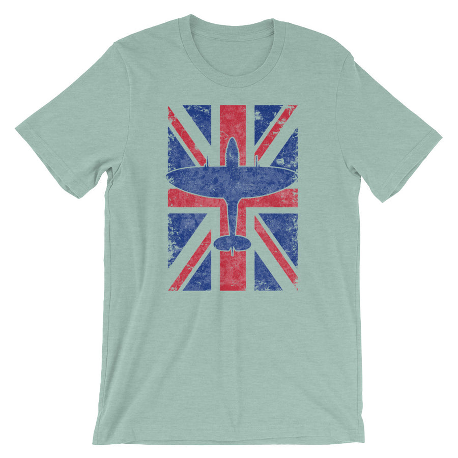 Supermarine Spitfire WWII Fighter Union Jack Vintage Flag Tee