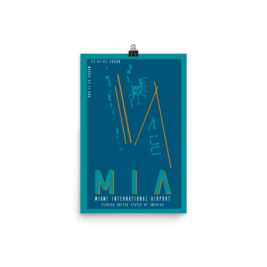 MIA Miami Int'l Minimalist Airport Art Poster