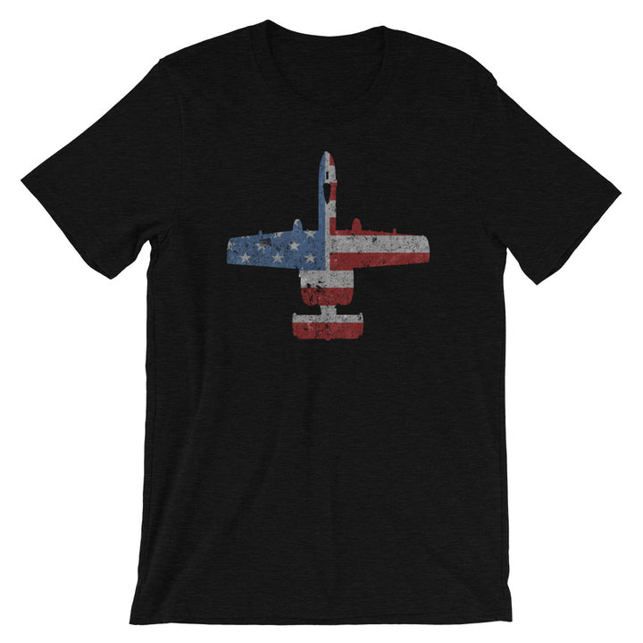 A-10 Thunderbolt II "Warthog" Silhouette American Flag Vintage Tee